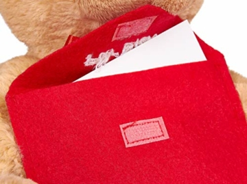 Brubaker Teddy Plüschbär mit Umschlag Rot - Für Dich - 25 cm - Teddybär Plüschteddy Kuscheltier Schmusetier - Hellbraun - 3
