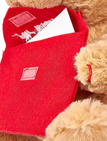 Brubaker Teddy Plüschbär mit Umschlag Rot - Für Dich - 25 cm - Teddybär Plüschteddy Kuscheltier Schmusetier - Hellbraun - 4