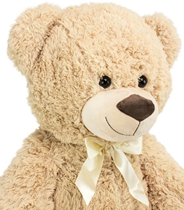 BRUBAKER XXL Teddybär 100 cm groß Beige mit einem Ich Liebe Dich Herz Stofftier Plüschtier Kuscheltier - 5