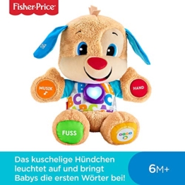 Fisher-Price FPM50 - Lernspaß Hündchen Baby Spielzeug und Plüschtier, Lernspielzeug mit Liedern und Sätzen, mitwachsende Spielstufen, Spielzeug ab 6 Monaten, deutschsprachig - 1