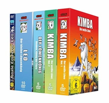 Kimba Komplett Set Bundle (Kimba der weiße Löwe 1&2, Boubou König der Tiere, Leo der kleine Löwenkönig, Jungle Emporer Leo) + Kimba Stofftier - 2