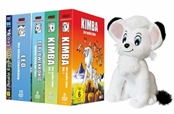 Kimba Komplett Set Bundle (Kimba der weiße Löwe 1&2, Boubou König der Tiere, Leo der kleine Löwenkönig, Jungle Emporer Leo) + Kimba Stofftier - 1