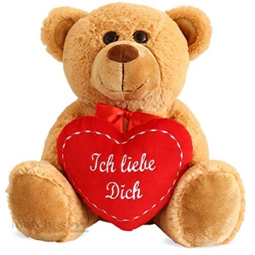matches21 Teddy Teddybär Plüschbär mit rotem Herz Ich Liebe Dich 35 cm Plüschteddy Kuscheltier Schmusetier braun beige Hellbraun - 1