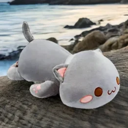 shownicer Kawaii Katze 50cm Plüschkissen grau Kuscheltier