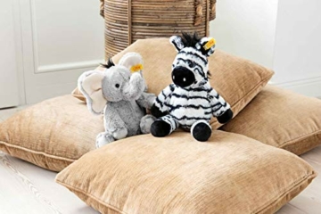 Steiff 069109 Original Plüschtier Zora Zebra, Soft Cuddly Friends Kuscheltier ca. 30 cm, Markenplüsch mit Knopf im Ohr, Schmusefreund für Babys von Geburt an, weiß-schwarz - 4