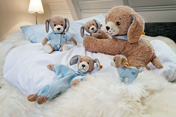 Steiff Gute Nacht Hund - 28 cm - Plüschhund mit Schlappohren - Kuscheltier für Babys - weich & waschbar - beige / blau (239687) - 5