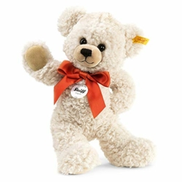 Steiff Lilly Schlenker-Teddybär - 28 cm - Teddybär mit roter Schleife - Kuscheltier für Kinder - weich & waschbar - Creme (111556) - 1