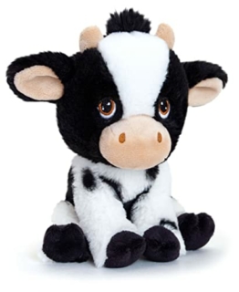 tachi Kuscheltier Kuh schwarz weiß, Plüschtier sitzend 18 cm, Stofftier mit aufgestickten Augen - 1