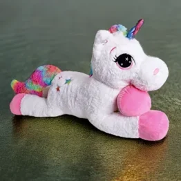 TE-Trend XXL Einhorn Kuscheltier 110cm weiß mit Regenbogen Schweif & Horn
