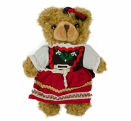 Teddys Rothenburg Trachten-Teddybär, 22cm, stehend, braun/rot, Plüschteddybär mit Dirndl - 1