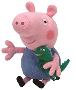 TY 7146130 - Peppa Baby - George, Schwein mit kleinem Dinosaurier, 15 cm - 1