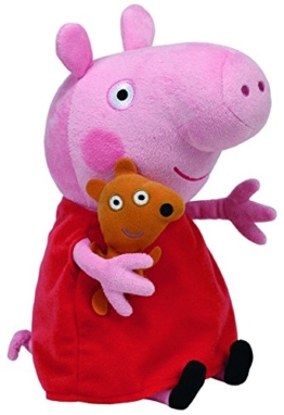 TY 7196230 - Peppa Large - Schwein mit rotem Kleid und Bär, 25 cm - 1