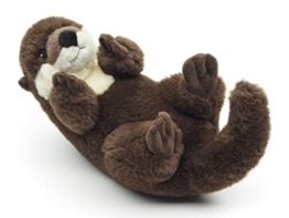 Uni-Toys - Eco-Line - Otter Rückenschwimmer - zu 100 % aus recyceltem Material - 26 cm (Länge) - Plüsch-Otter - Plüschtier, Kuscheltier - 1