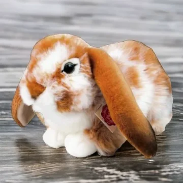 Widder-Kaninchen - Kuschelhase liegend Hellbraun-Weiss gescheckt 30cm - Teddy Hermann 93791